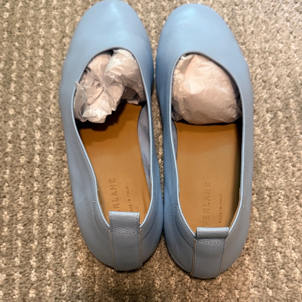 Everlane Light Blue Leather Slip-On Ballet Flats